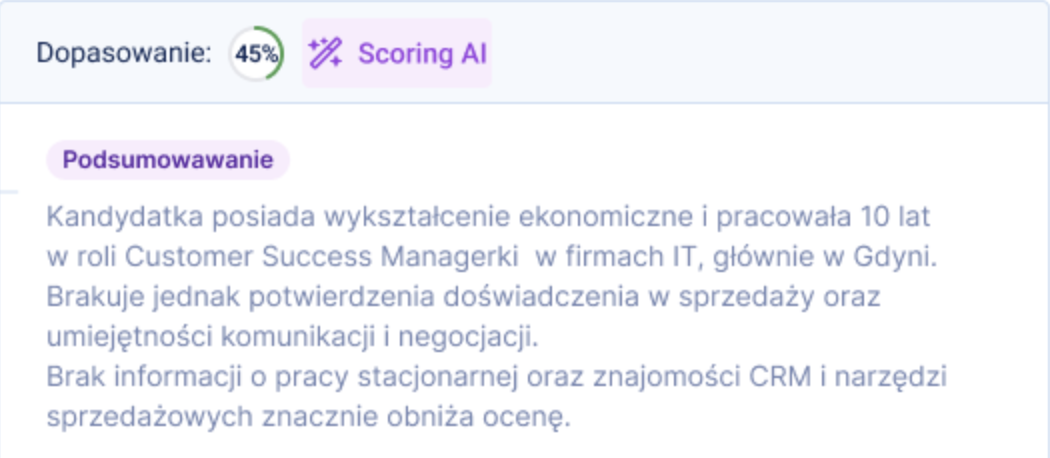 Candidate scoring Traffit